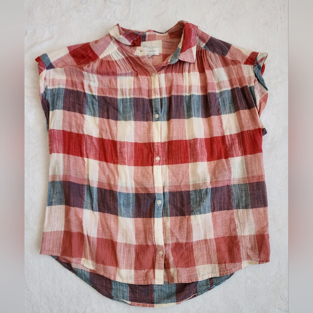 Lucky Brand Sleeveless Linen Button Down Size Large